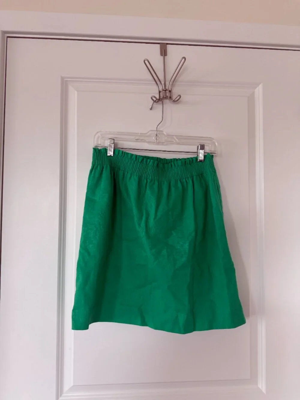 NWT J.crew Women's Linen Blend Pull On Kelly Green Skirt Size 6